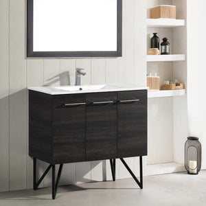 Bathroom Vanity - Annecy 36" Single Black Two Doors, One Drawer, Bathroom Vanity