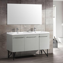 Load image into Gallery viewer, Bathroom Vanity - Annecy 60&quot; Minimalist Brushed Aluminum Two Doors, One Drawer, Bathroom Vanity