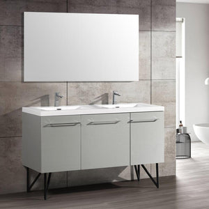 Bathroom Vanity - Annecy 60" Minimalist Brushed Aluminum Two Doors, One Drawer, Bathroom Vanity
