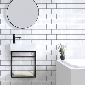 Bathroom Vanity - Pierre 19.5" Width Black Modern Minimalist Metal Frame Single Sink Open Shelf Bathroom Vanity