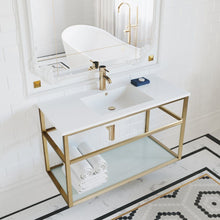 Load image into Gallery viewer, Bathroom Vanity - Pierre 36&quot; Width Gold Minimalist Metal Frame Single Sink Open Shelf Bathroom Vanity