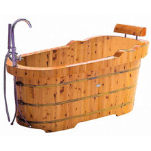 Load image into Gallery viewer, Bathtubs - ALFI Brand AB1139 61&quot; Free Standing Cedar Wooden Bathtub With Wooden Headrest