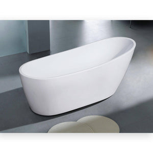 Bathtubs - ALFI Brand AB8826 68 Inch White Oval Acrylic Free Standing Soaking Bathtub