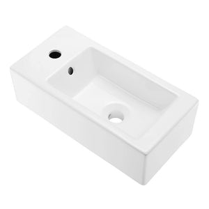 Wall Mount Bathroom Sink - SM-WS315 19.5" X 10" Rectangular Ceramic Wall Hung Sink With Left Side Faucet Mount
