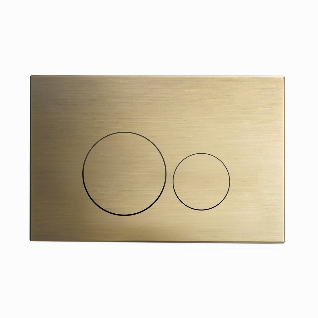 Actuator Plates - SM-WC001Z Wall Mount Actuator Flush Push Button Plate With Round Buttons In Brushed Brass