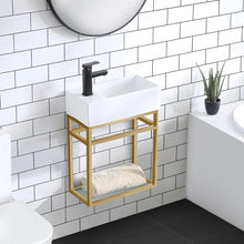 Load image into Gallery viewer, Bathroom Vanity - Pierre 19.5&quot; Width Chrome Modern Minimalist Metal Frame Single Sink Open Shelf Bathroom Vanity