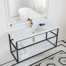 Load image into Gallery viewer, Bathroom Vanity - Pierre 48&quot;  Width Black Minimalist Metal Frame Single Sink Open Shelf Bathroom Vanity