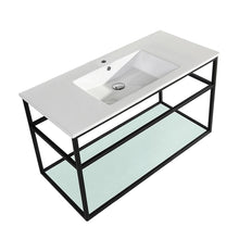 Load image into Gallery viewer, Bathroom Vanity - Pierre 48&quot;  Width Chrome Minimalist Metal Frame Single Sink Open Shelf Bathroom Vanity