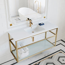 Load image into Gallery viewer, Bathroom Vanity - Pierre 48&quot; Width Gold Minimalist Metal Frame Single Sink Open Shelf Bathroom Vanity