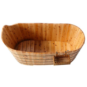 Bathtubs - ALFI Brand AB1103 59" Free Standing Cedar Wood Bathtub With Bench