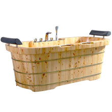 Load image into Gallery viewer, Bathtubs - ALFI Brand AB1130 65&quot; 2-Person Free Standing Cedar Wooden Bathtub With Headrests