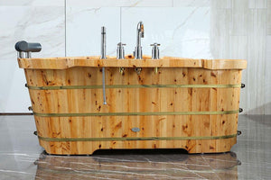 Bathtubs - ALFI Brand AB1136 61" Free Standing Cedar Wooden Bathtub With Chrome Tub Filler