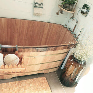 Bathtubs - ALFI Brand AB1148 59" Free Standing Wooden Bathtub With Chrome Tub Filler