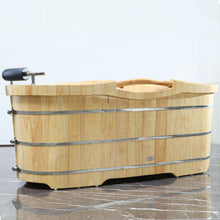 Load image into Gallery viewer, Bathtubs - ALFI Brand AB1163 61&quot; Free Standing Wooden Bathtub With Cushion Headrest