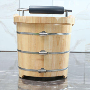Bathtubs - ALFI Brand AB1163 61" Free Standing Wooden Bathtub With Cushion Headrest