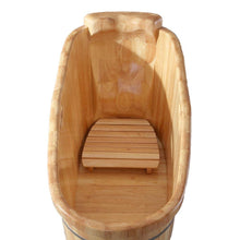 Load image into Gallery viewer, Bathtubs - ALFI Brand AB1187 57&quot; Free Standing Rubber Wooden Soaking Bathtub With Headrest