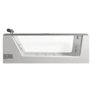 Bathtubs - EAGO AM152ETL Clear Glass Sides Rectangular Acrylic Whirlpool Bathtub