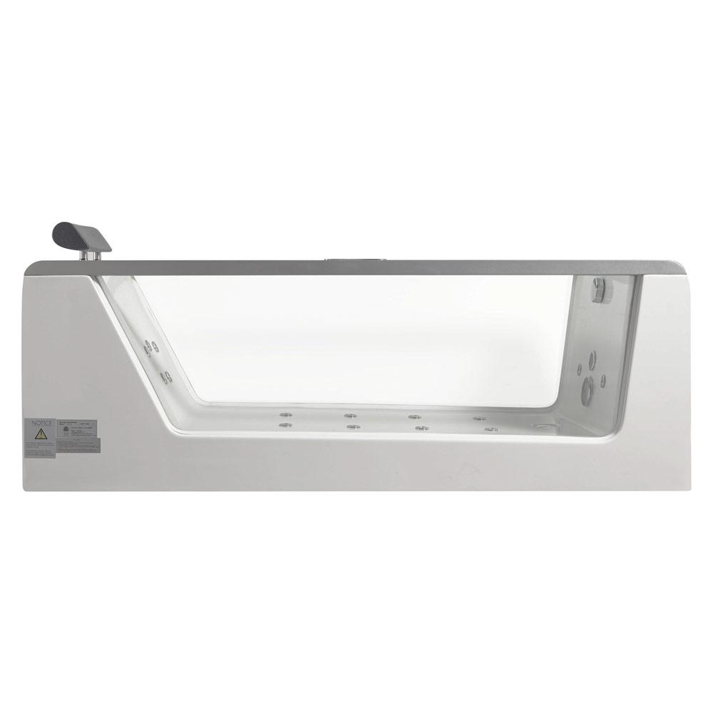 Bathtubs - EAGO AM152ETL Clear Glass Sides Rectangular Acrylic Whirlpool Bathtub