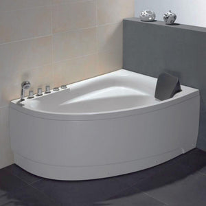 Bathtubs - EAGO AM161-L  5' Single Person Corner White Acrylic Whirlpool Bath Tub - Drain On Left