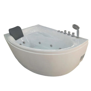 Bathtubs - EAGO AM161-L  5' Single Person Corner White Acrylic Whirlpool Bath Tub - Drain On Left