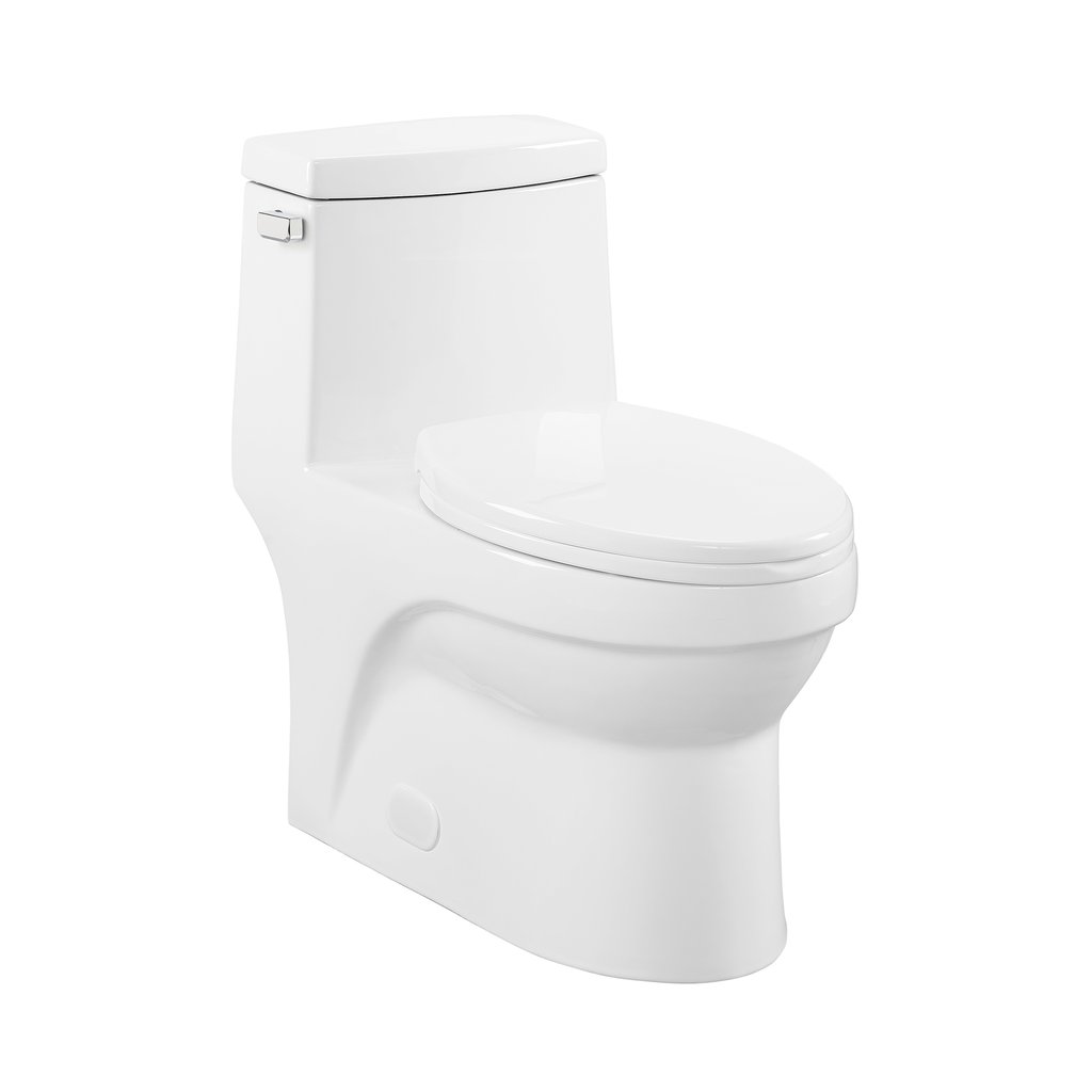 Left Side Flush Toilet - SM-1T123 Virage One Piece Elongated Left Side Flush Handle Toilet 1.28 GPF