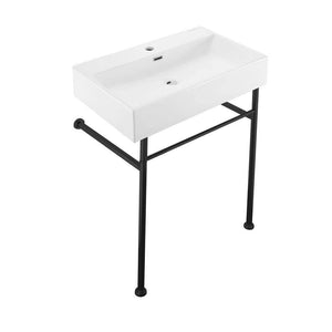 Pedestal Bathroom Sink - Claire 24" Console Sink W/Stainless Steel Legs In Various Colors