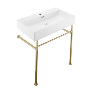 Pedestal Bathroom Sink - Claire 30" Console Sink W/Stainless Steel Legs In Various Colors