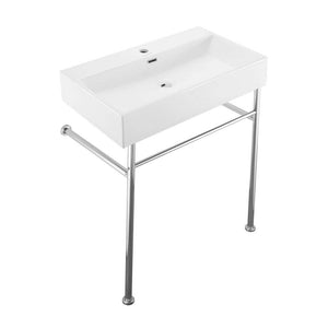 Pedestal Bathroom Sink - Claire 30" Console Sink W/Stainless Steel Legs In Various Colors