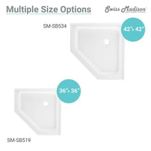 Load image into Gallery viewer, Shower Base - Voltaire SM-SB534 42&quot; X 42&quot; Acrylic Single-Threshold Center Drain Neo-angle Shower Bas
