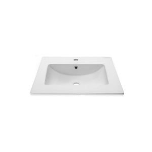 Vanity Top Sink - Square Ceramic Vanity Top 24" With Variant Faucet Openings