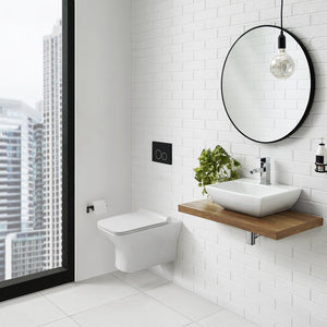 Wall Hung Toilet - SM-WT455 Carre Wall Hung Elongated Toilet Bowl 0.8/1.28 GPF Dual Flush