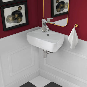 Wall Mount Bathroom Sink - SM-WS314 18" X 11" Ceramic Wall Hung Sink With Left Side Faucet Mount