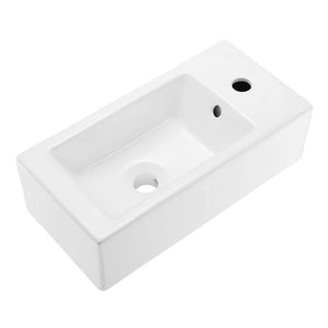 Wall Mount Bathroom Sink - SM-WS316 19.5" X 10" Rectangular Ceramic Wall Hung Sink With Right Side Faucet Mount